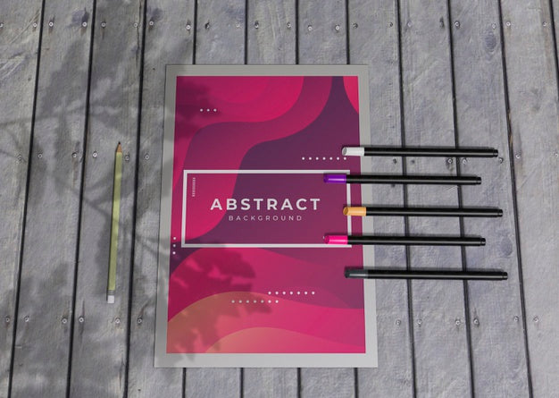 Free Coloured Pencils And Watercolour Flyer Brand Company Business Mock-Up Paper Psd