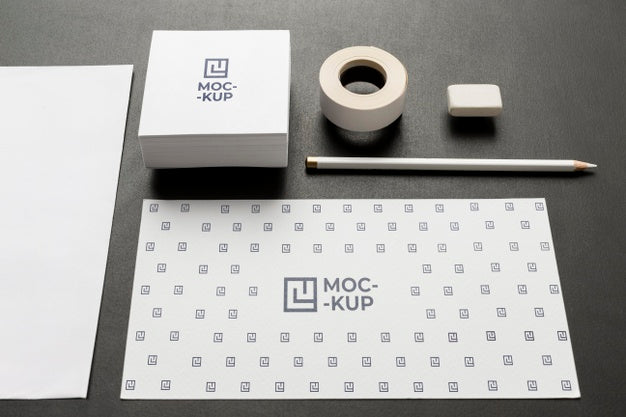 Free Composition Of Mock-Up Stationery On Wood Psd