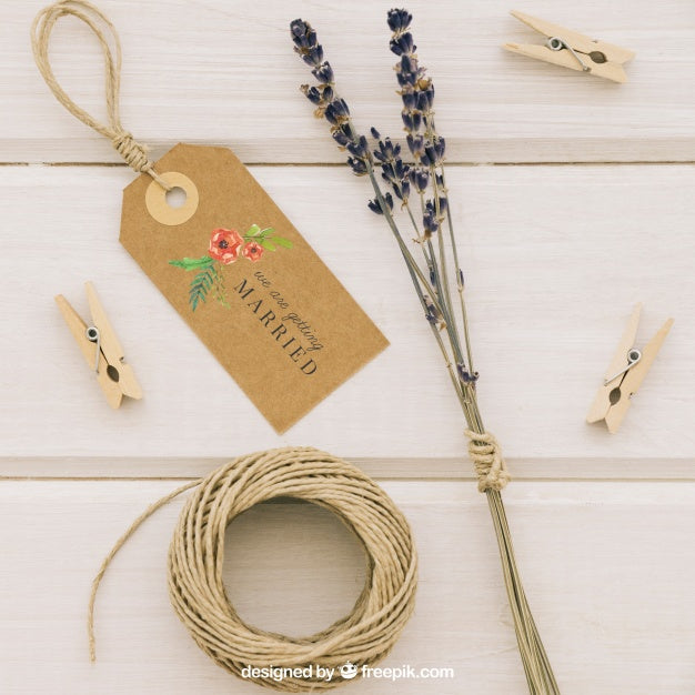 Free Composition With Wedding Label And Complements Psd