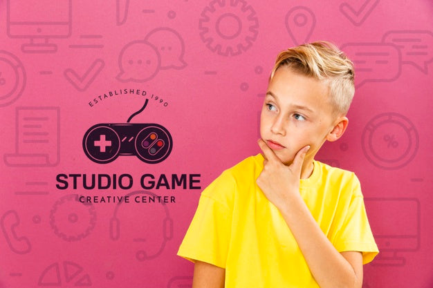 Free Cool Boy Posing As If He'S Thinking Psd