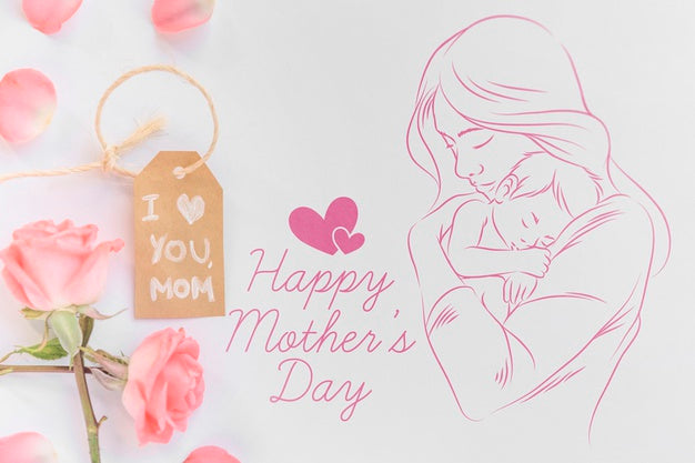 Free Copyspace Mockup With Flat Lay Mothers Day Composition Psd