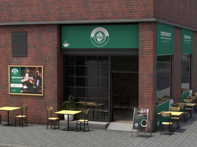 Free Corner Business Mock-Up For Coffee Shops Psd