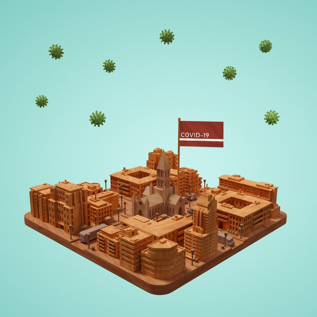 Free Coronavirus City 3D Building On Table Psd