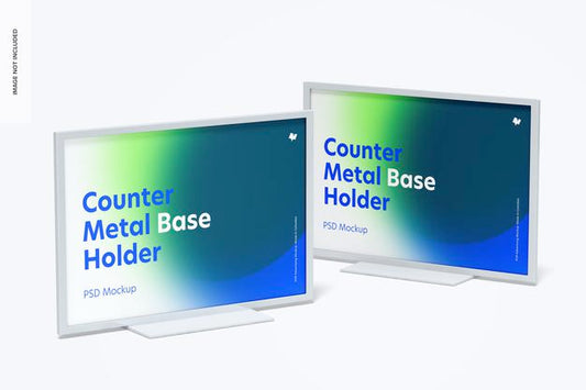 Free Counter Top Metal Base Holders Mockup, Right And Left View Psd