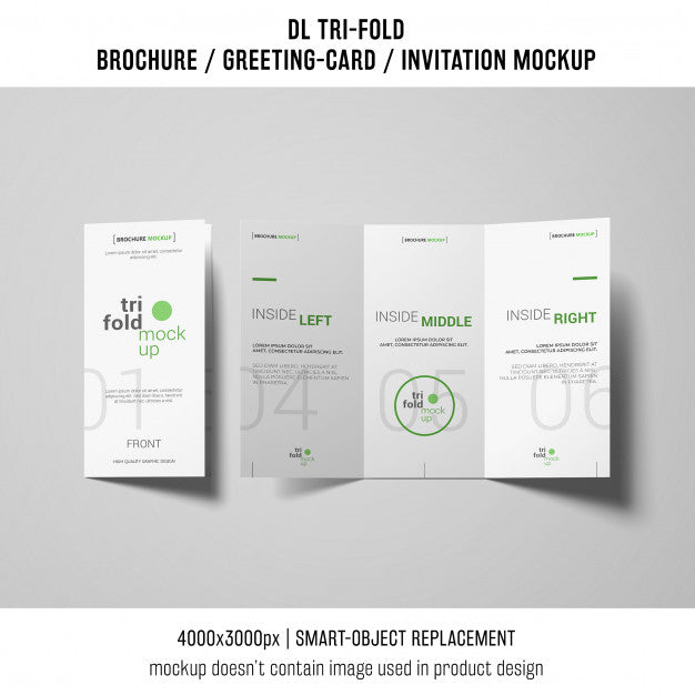 Free Creative Trifold Brochure Or Invitation Mockup Psd