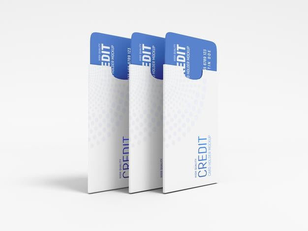 Free Credit Card With Paper Holder Mockup Psd