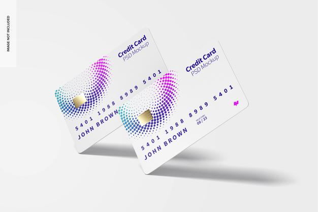 Free Credit Cards Mockup, Falling Psd