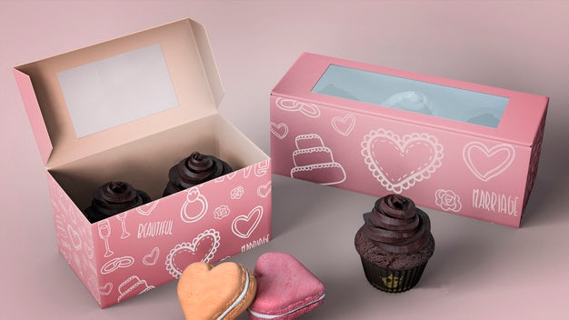 Free Cupcake Packaging And Branding Mockup Psd