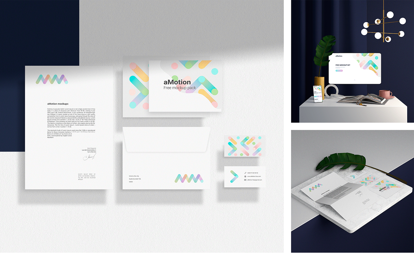Free Stationery and Envelope Mockup PSD Set