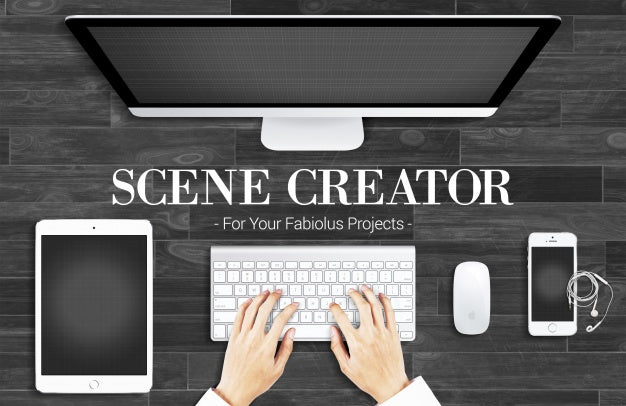 Free Dark Desktop Mock Up Psd