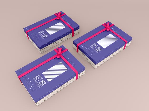 Free Decorated Gift Box Mockup Psd
