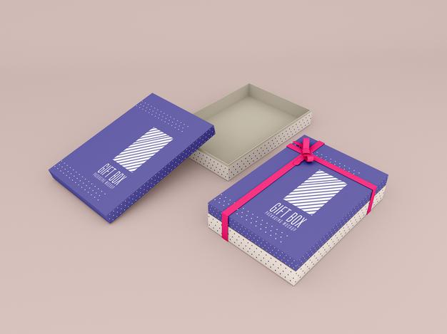 Free Decorated Gift Box Mockup Psd