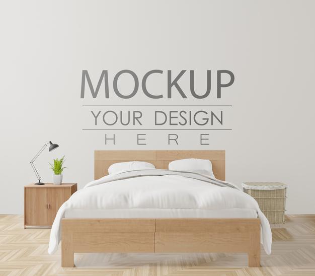 Free Decorative Bedroom Interior Wall Mockup Psd