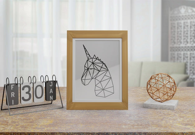 Free Decorative Frame Mockup On Table At Home Psd