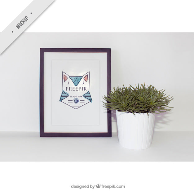 Free Decorative Frame Picture With A Flowerpot Psd