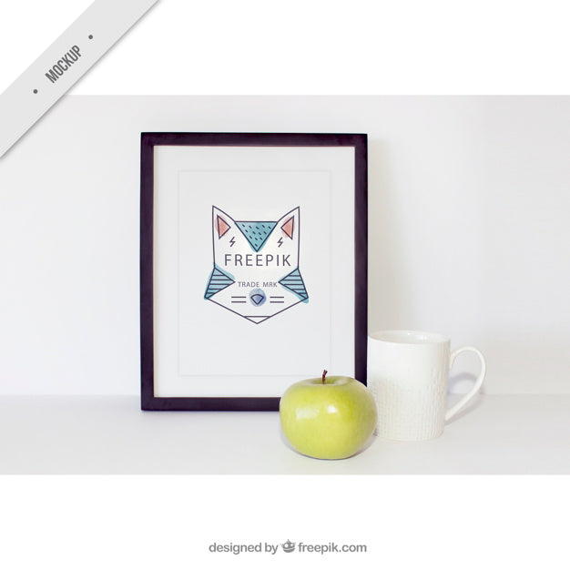 Free Decorative Frame With An Apple And A Cup Psd