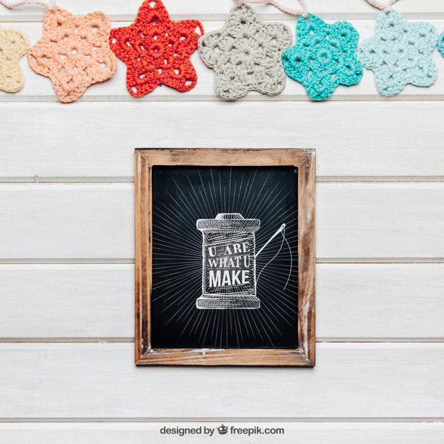 Free Decorative Knitting Mockup With Slate Psd