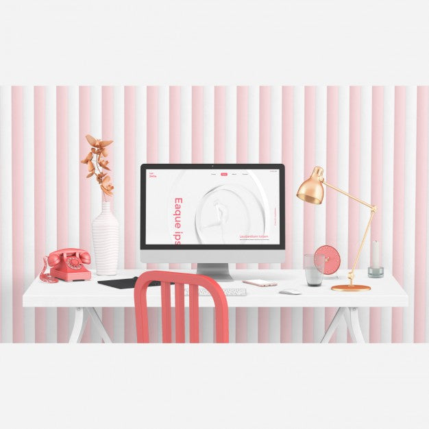 Free Desktop Scene Mock Up Psd
