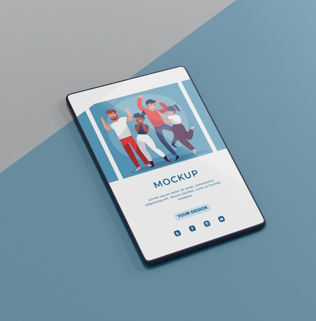 Free Device With Social Media Platform Mock-Up Psd