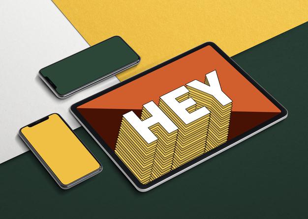 Free Digital Device Screen Mockup With Tablet, Laptop Computer And Phone Psd