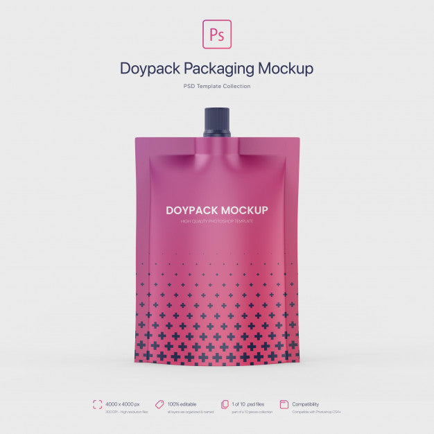 Free Doypack Packaging With Top Spout Mockup Psd