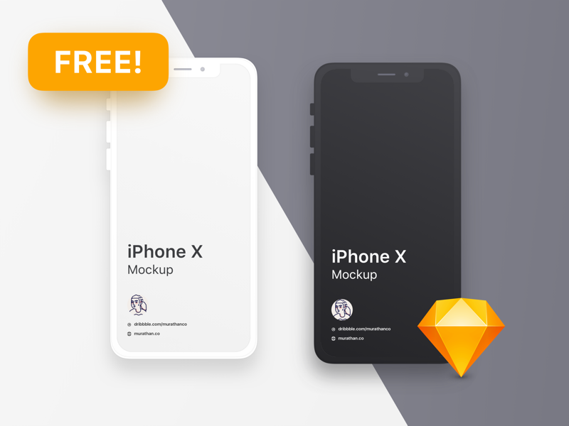 Free iPhone X - Clean Mockup Sketch