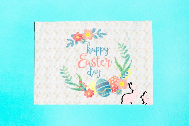 Free Easter Mockup Flat Lay For Greeting Card Psd