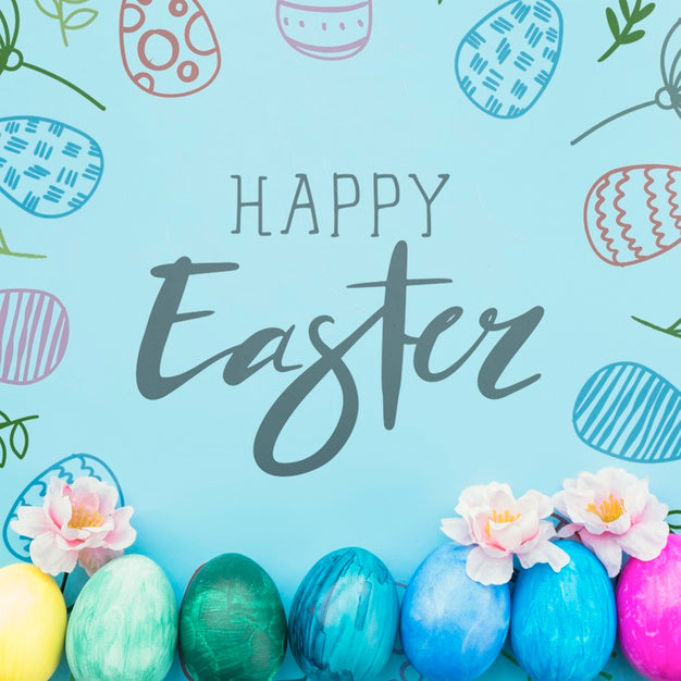 Free Easter Mockup With Colorful Egg Line Psd