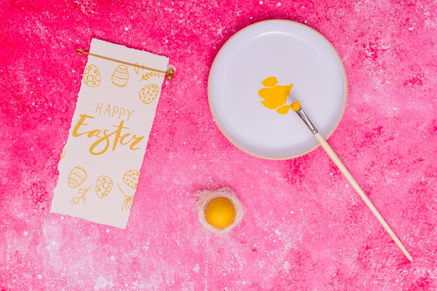 Free Easter Mockup With Decorated Eggs Psd