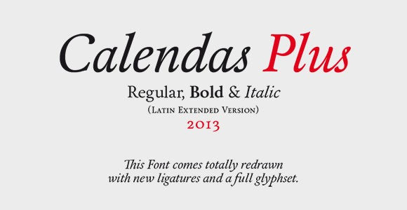 Free Calendas plus typeface font