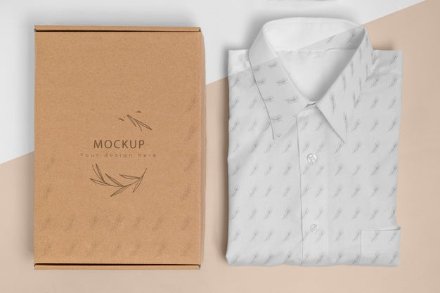 Free Eco-Friendly Price Tag And Cardboard Box With Formal Shirt Mock-Up Psd