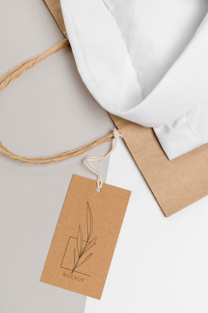 Free Eco-Friendly Price Tag And Paper Bag With Formal Shirt Mock-Up Psd