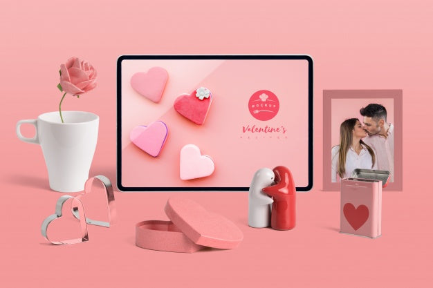 Free Editable Mockup Of Valentine Elements Psd