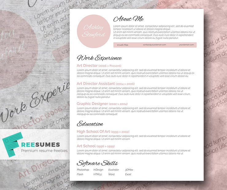 Free Professional Beautiful CV Resume Template in Minimal Style in Microsoft Word (DOC) Format