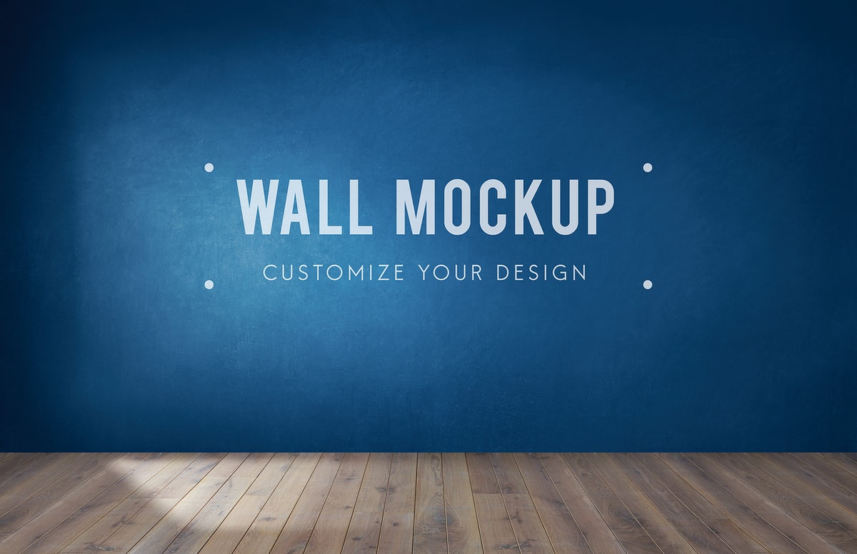 Free Empty Room With A Blue Wall Mockup
