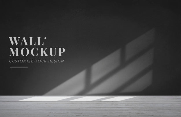 Free Empty Room With A Dark Gray Wall Mockup Psd