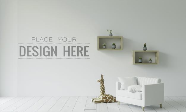 Free Empty Wall Interior Furniture 3D Psd Mockup Psd