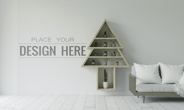 Free Empty Wall Interior Furniture 3D Psd Mockup Psd