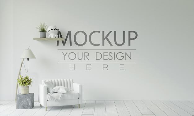 Free Empty Wall Interior Furniture 3D Psd Mockup Psd