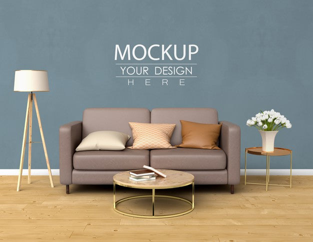 Free Empty Wall Mock Up With Home Decorating In The Living Room Modern Interior. Psd