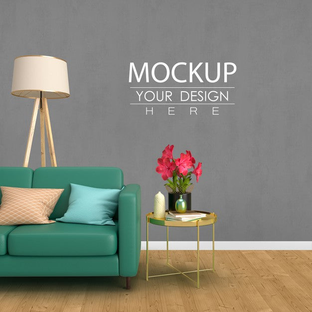 Free Empty Wall Mock Up With Home Decorating In The Living Room Modern Interior. Psd