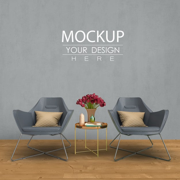 Free Empty Wall Mock Up With Home Decorating In The Living Room Modern Interior. Psd