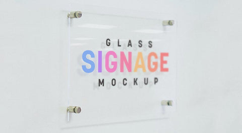 Free Etched Glass Signage Logo Mockup Psd