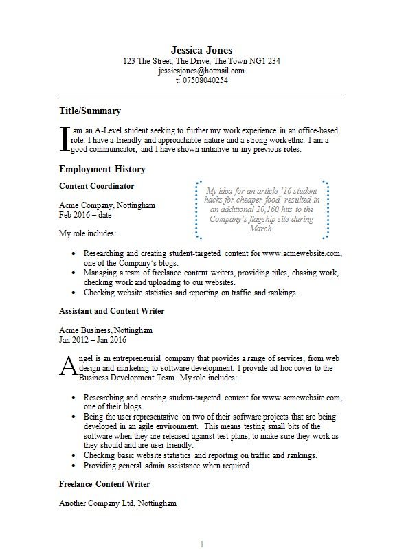 Free Example CV Resume Template in Microsoft Word (DOC) Format