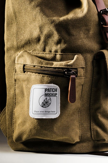 Free Fabric Clothing Patch Mock-Up On Backpack Psd