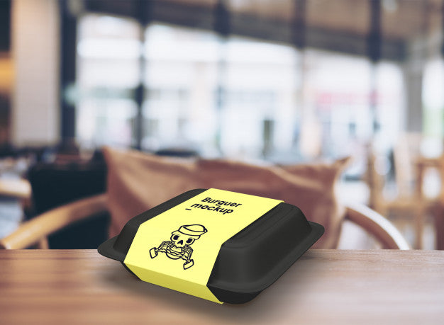 Free Fast Food Burger Packaging Box Mockup Psd