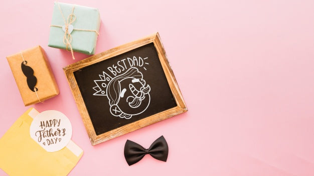 Free Fathers Day Mockup With Slate And Copyspace Psd