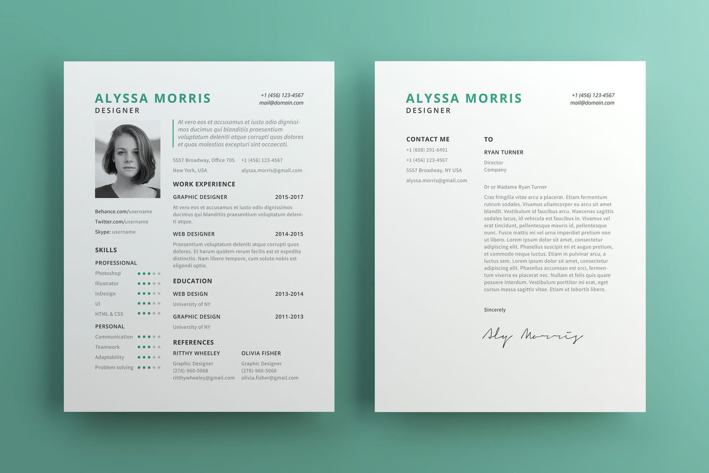 Free Clean Resume CV Template in Illustrator (AI) Format