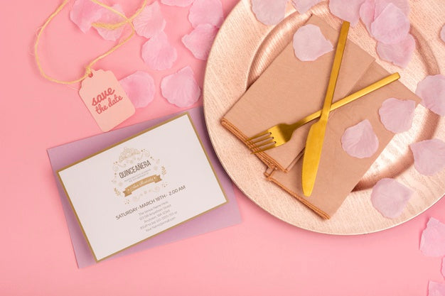 Free Fifteen Birthday Invitation And Cutlery Psd