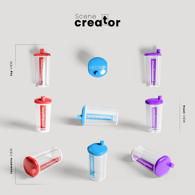 Free Fitness Bottles For Hydrating Mock-Up Psd